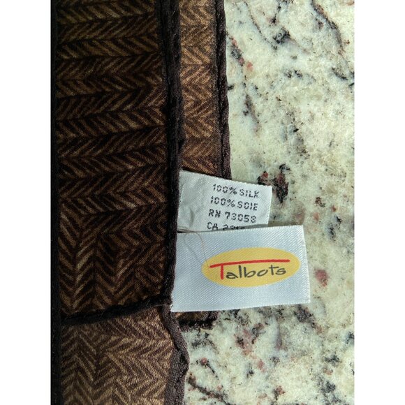 Talbots Womens 100% Silk Brown Black Scarf With Hat Purse Bag Pattern - Picture 4 of 4